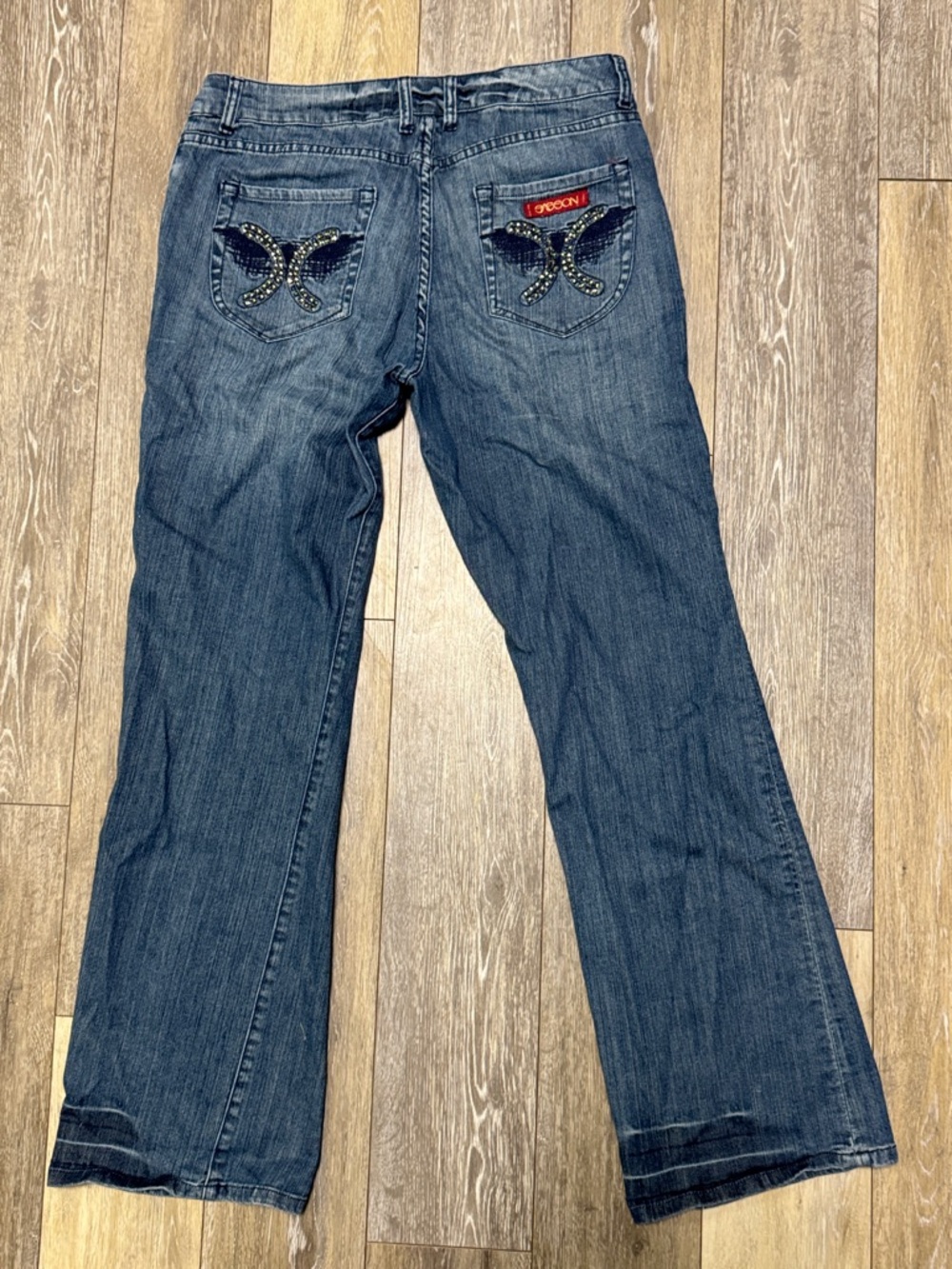Vintage Sasson Bootcut Boogie Jeans with Embellished Back Pockets